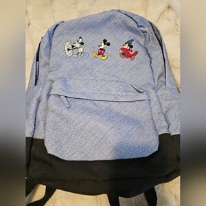 Disney Store Light Blue and Black Backpack with Classic Mickey Embroideries